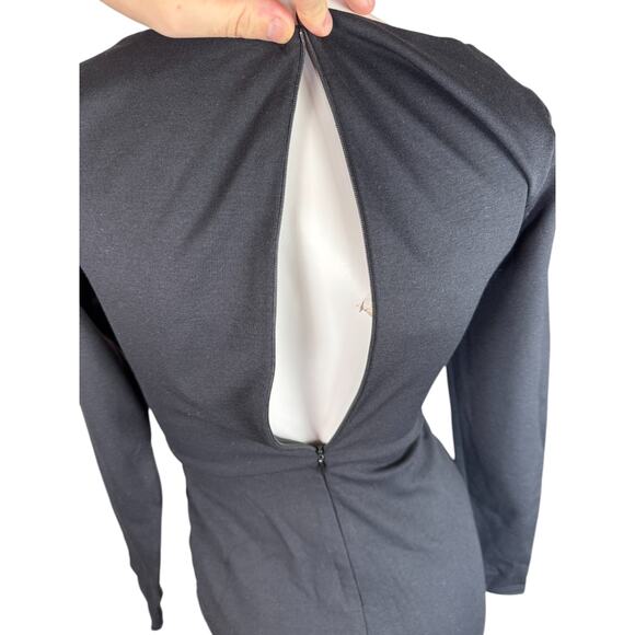 Lulus Women’s XS Black Square Neck Long Sleeve Bodycon Midi Dress Elegant Party - Picture 11 of 15